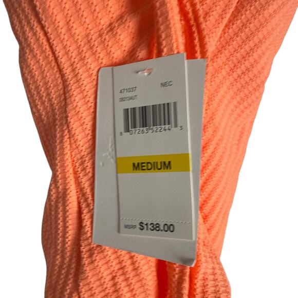 BECCA Line in The Sand Lainey Textured Rib Plunge One-Piece Swimsuit Nectar M - Picture 9 of 10